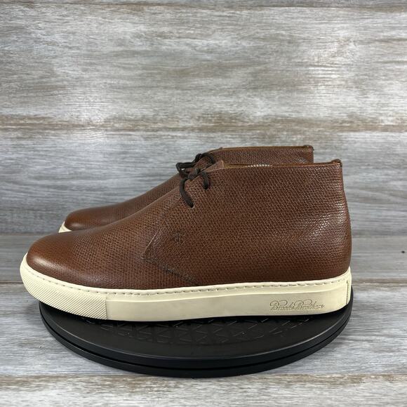 Brooks Brothers Men’s Pebbled Textured Brown Leather Chukka Boots Size 8 - Picture 1 of 9